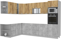 Готовая кухня Интерлиния Мила Лайт 1.88x3.0 левая без столешницы (дуб золотой/бетон) - 
