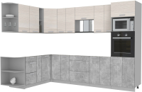 Кухонный гарнитур Интерлиния Мила Лайт 1.88x3.0 левая без столешницы (вудлайн кремовый/бетон) - 