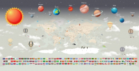 Фотообои листовые Citydecor Карта мира флаги и планеты (300x150) - 