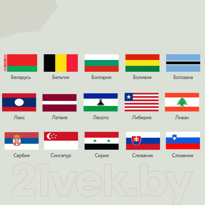 Фотообои листовые Citydecor Карта мира флаги и планеты (300x150)