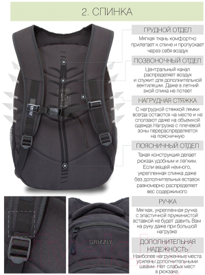 Рюкзак Grizzly RQ-003-31 (черный/серый)