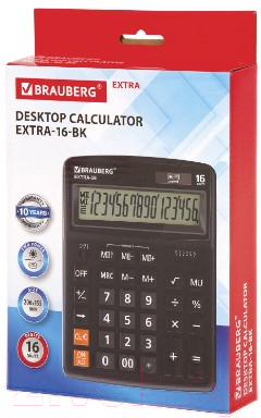 Калькулятор Brauberg Extra-16-BK / 250475 (черный)