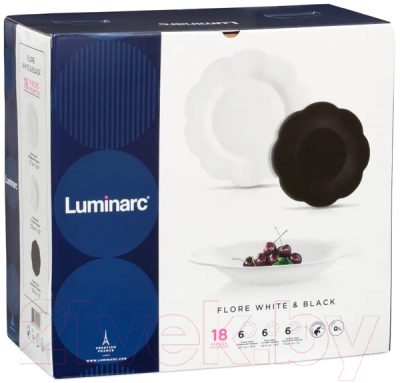 Набор тарелок Luminarc Flore Opal&Black V0400 (18шт)