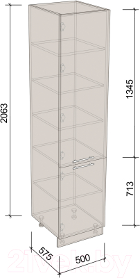 Шкаф-пенал кухонный Артём-Мебель 500мм СН-114.74/1 (ДСП бетон спаркс лайт/бетон спаркс)