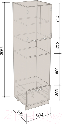 Шкаф-пенал кухонный Артём-Мебель 600мм СН-114.147 (ДСП бетон спаркс лайт/бетон спаркс)