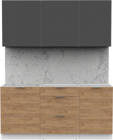 Кухонный гарнитур Интермебель Микс Топ-3 1.7м без столешницы (графит серый/дуб крафт золотой) - 