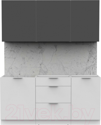 Кухонный гарнитур Интермебель Микс Топ-3 1.7м без столешницы (графит серый/белый премиум)