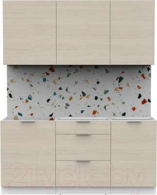 Кухонный гарнитур Интермебель Микс Топ-3 1.7м без столешницы (вудлайн кремовый)