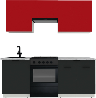 Кухонный гарнитур ВерсоМебель Эко-2 2.0 (красный чили/антрацит/ст.мрамор итальянский) - 