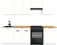 Кухонный гарнитур ВерсоМебель Эко-2 2.6 (белый фасадный/ст.золотистый дуб) - 