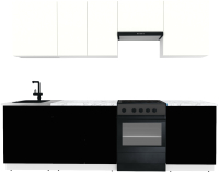 Готовая кухня ВерсоМебель Эко-2 2.6 (белый фасадный/черный/ст.мрамор итальянский) - 