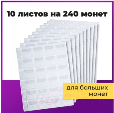 Набор листов для коллекционирования Staff Optima на 24 монеты / 238084 (10шт)