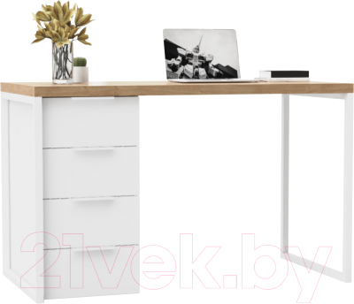 Письменный стол Crafto Кихот Лофт 01 120x60x75 (белый/дуб)