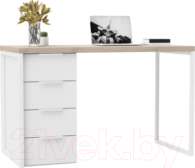 Письменный стол Crafto Кихот Лофт 04 120x60x75 (белый/каштан)