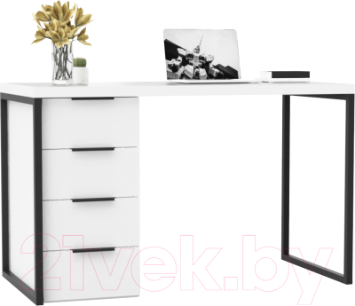 Письменный стол Crafto Кихот Лофт 05 120x60x75 (белый/черный)