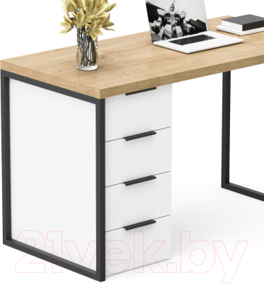 Письменный стол Crafto Кихот Лофт 07 120x60x75 (белый/черный /дуб)