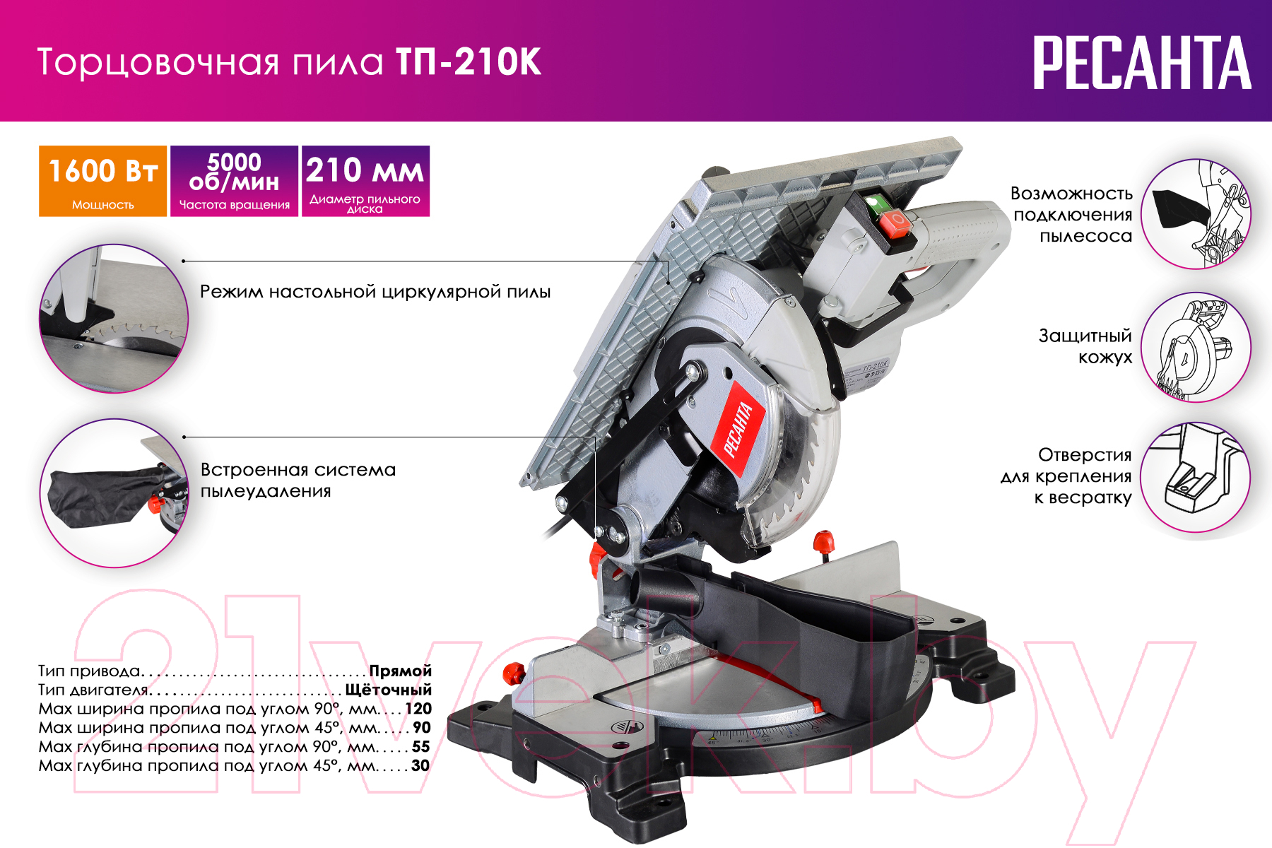 Торцовочная пила Ресанта ТП-210К