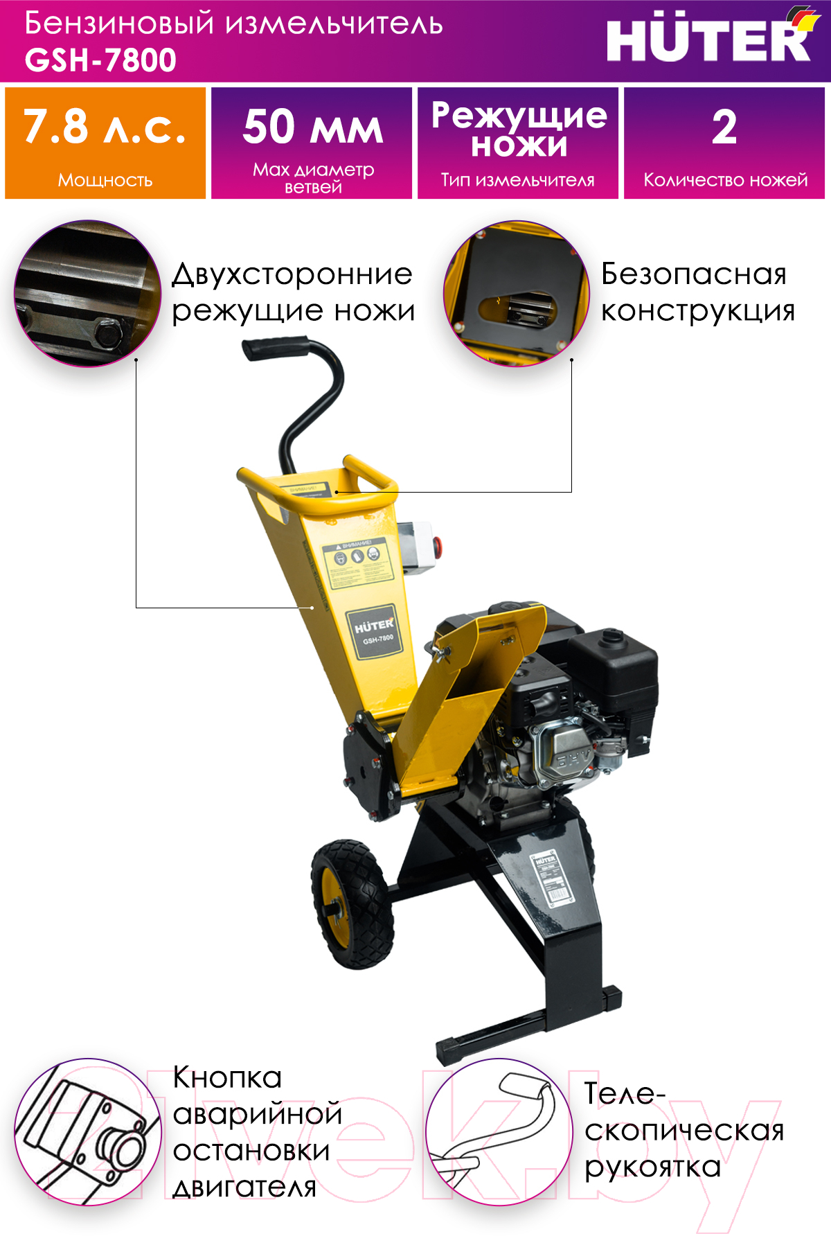 Садовый измельчитель Huter GSH-7800