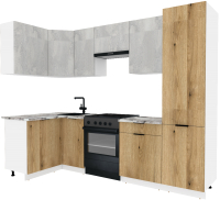 Готовая кухня ВерсоМебель Эко-2 1.2x2.7 левая (бетонный камень/дуб эвок прибрежный/ст.альберика) - 