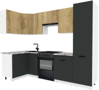Кухонный гарнитур ВерсоМебель Эко-2 1.2x2.7 левая (дуб крафт золотой/антрацит/ст.альберика) - 