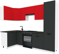 Готовая кухня ВерсоМебель Эко-2 1.2x2.7 левая (красный чили/антрацит/ст.луна) - 