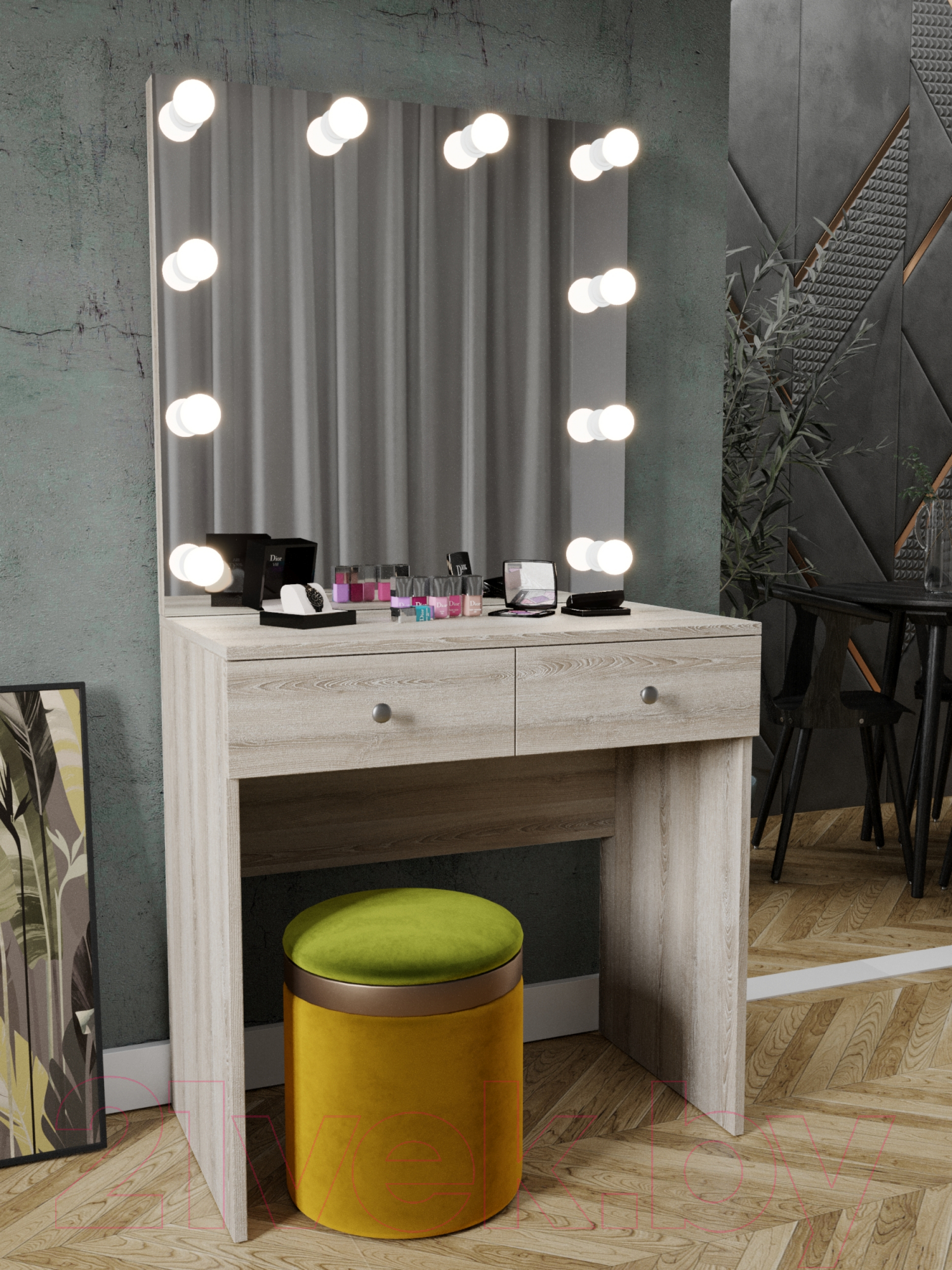 Туалетный столик с зеркалом Мир Мебели С подсветкой 14 ZS