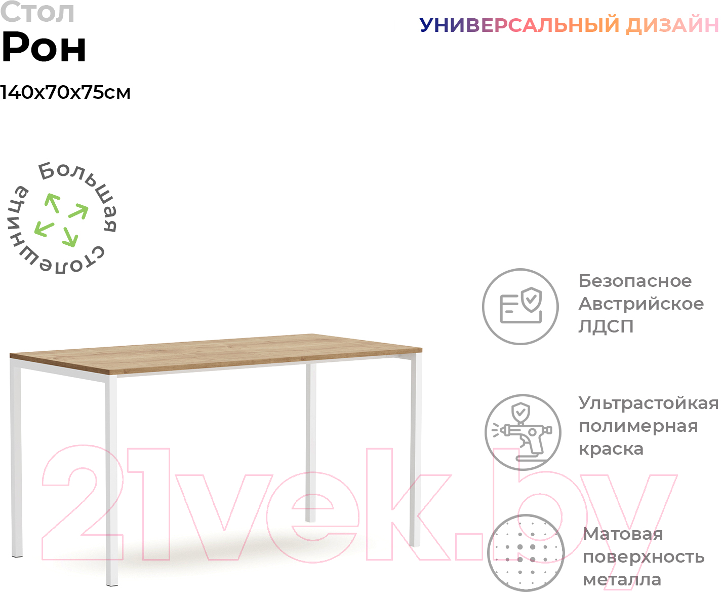 Письменный стол Crafto Рон Лофт 02 140x70x75