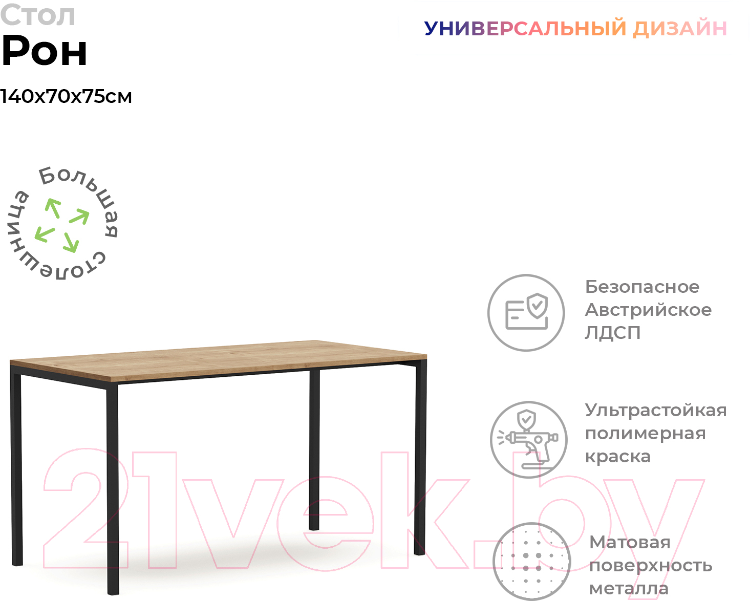 Письменный стол Crafto Рон Лофт 05 140x70x75