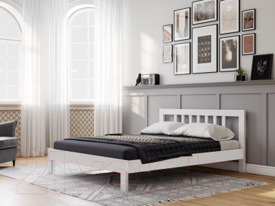 Двуспальная кровать Мебельград Слип 160x200 (белый фактурный)