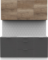 Кухонный гарнитур Интермебель Микс Топ-3 1.7м без столешницы (дуб каньон/графит серый) - 