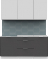 Кухонный гарнитур Интермебель Микс Топ-3 1.7м без столешницы (белый премиум/графит серый) - 