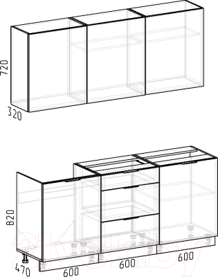 Кухонный гарнитур Интермебель Микс Топ-4 1.8м без столешницы (белый премиум/графит серый)