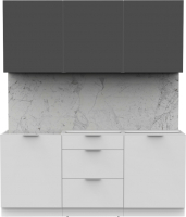 Кухонный гарнитур Интермебель Микс Топ-4 1.8м без столешницы (графит серый/белый премиум) - 