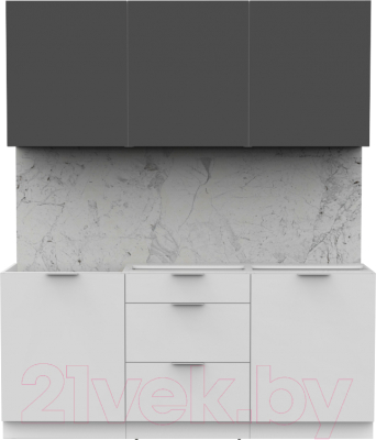 Кухонный гарнитур Интермебель Микс Топ-4 1.8м без столешницы (графит серый/белый премиум)