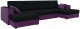 Диван П-образный Лига Диванов Эмир-П 85 / 57582 (микровельвет, черный/фиолетовый) - 