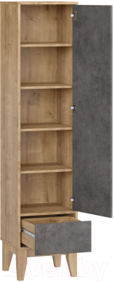 Шкаф-пенал Woodcraft Гарленд 10000 (дуб гамильтон натуральный/бетон чикаго темно-серый)