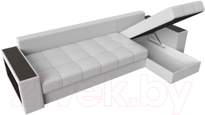 Диван угловой Лига Диванов Дубай 88 правый / 59636 (экокожа, белый)