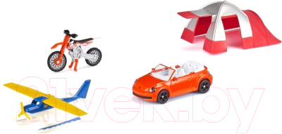 Набор игрушечной техники Siku Машина/мотоцикл/водный самолет/палатка / 6325
