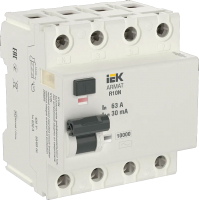 Дифференциальный автомат IEK 4P 63А 30мА тип AC / AR-R10N-4-063C030 - 