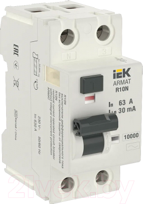 Дифференциальный автомат IEK 2P 63А 30мА тип AC / AR-R10N-2-063C030