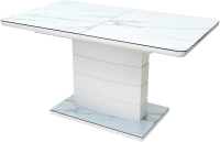 Обеденный стол M-City Alta 140 / DT2000140GRWHTWHT (Grey-White Marble/White) - 