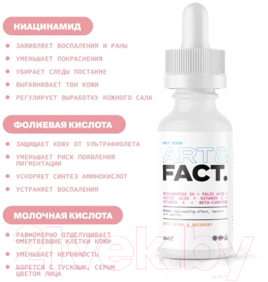 Сыворотка для лица Art&Fact Niacinamide 2%+Folic Acid+Lactic Acid+VitaminC+VitaminE (30мл)