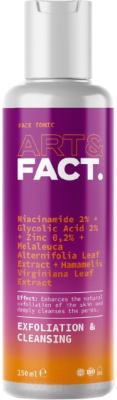 Тоник для лица Art&Fact Niacinamide 2%+Glycolic Acid 2% для глубокого очищения пор  (150мл)