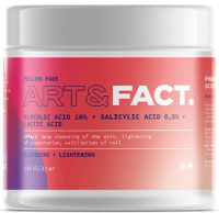 Пэд для лица Art&Fact Glycolic Acid 10% + Salicylic Acid 0.5% + Lactic Acid (32шт) - 