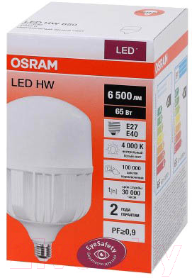 Лампа Osram LED HW 65Вт T 4000К E27/E40 6500лм 140-265В / 4058075576896 (нейтральный белый)
