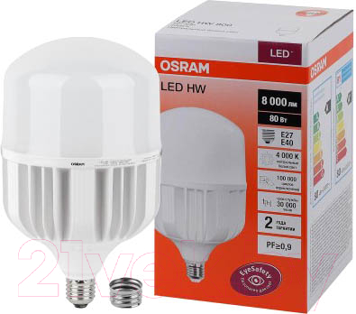 Лампа Osram LED HW 80Вт T 4000К E27/E40 8000лм 140-265В / 4058075576933 (нейтральный белый)