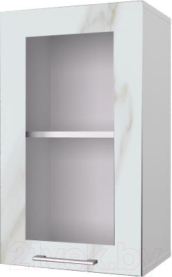 Шкаф навесной для кухни Горизонт Мебель Оптима 40 с витриной (мрамор милк)
