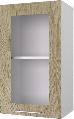 Шкаф навесной для кухни Горизонт Мебель Оптима 40 с витриной (рустик натуральный)