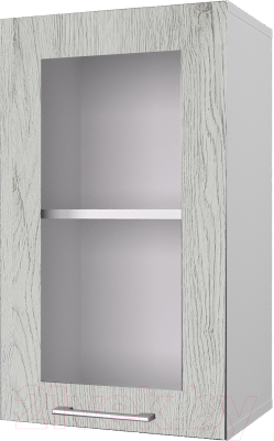 Шкаф навесной для кухни Горизонт Мебель Оптима 40 с витриной (рустик серый)