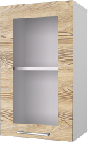 Шкаф навесной для кухни Горизонт Мебель Оптима 40 с витриной (сосна бран) - 
